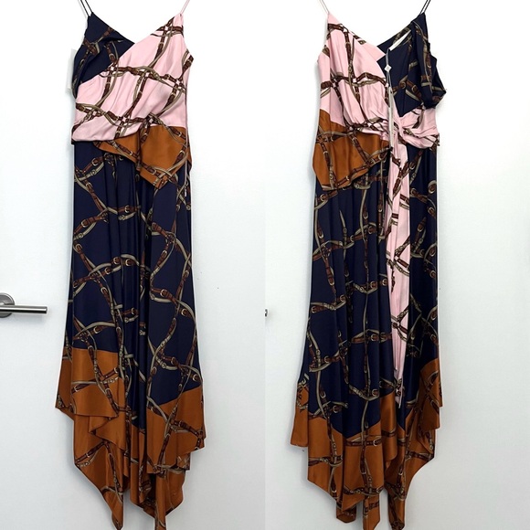 NWT Jonathan Simkhai Runway Saddle-Print Asymmetric Scarf Midi Dress size 6 - Picture 7 of 11
